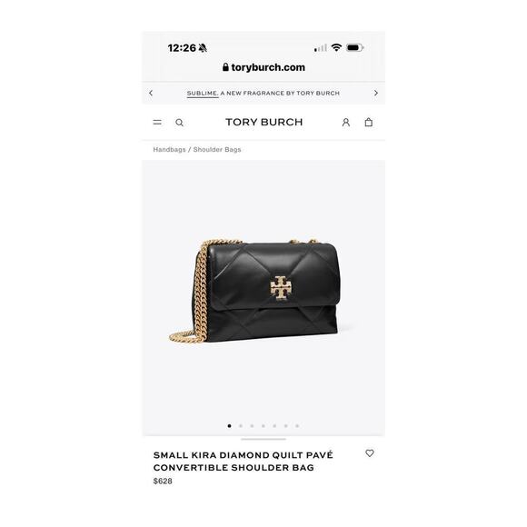 Tory Burch Kira Diamond Quilt Pave Concertible Shoulder Dust Bag OS NWT - Picture 7 of 13